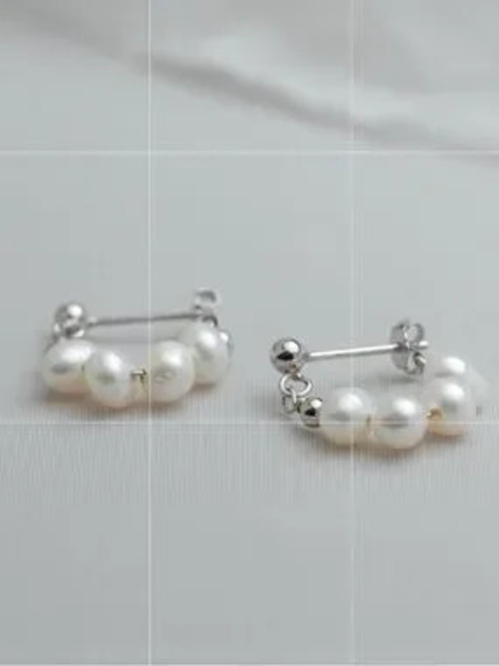 925 Sterling Silver Hoop Earrings with Pearls